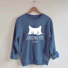 Judging You Silently Black Cat Sweatshirt