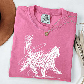 Abstract Cat Line T-Shirt