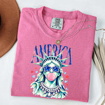America Statue of Liberty Blowing Bubble Gum T-Shirt