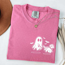Ghost Dog And Bat Halloween T-Shirt