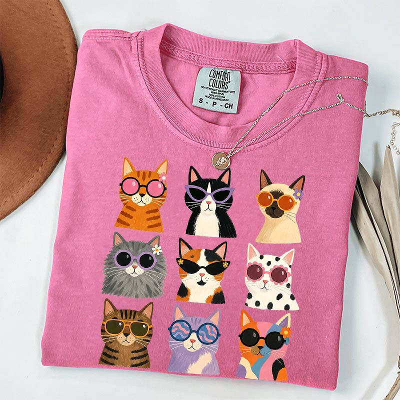 Retro Cool Cats Sunglasses T-Shirt