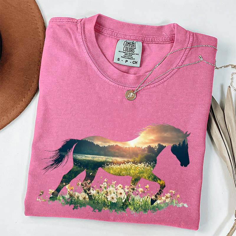 Comfort Colors Floral Horse Lover Cute T-Shirt