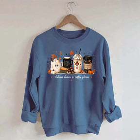 Autumn Leaves and Coffee Please Fall Sweatshirt