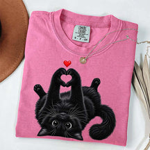 Cute Black Cat Heart Paws T-Shirt