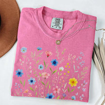 Wildflowers Vintage Blue Style T-Shirt