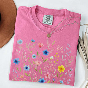 Wildflowers Vintage Blue Style T-Shirt