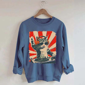Funny Cat With Headphones Sweatshirt