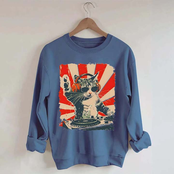 Funny Cat With Headphones Sweatshirt