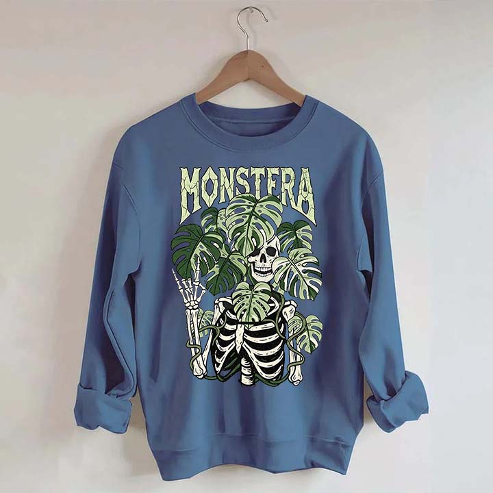 Monstera Skeleton Plant Halloween Sweatshirt
