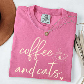 Minimalist Coffee and Cats T-Shirt
