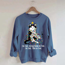 Christmas Cat Lights Sweatshirt
