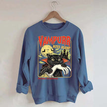 Vampurr Bites Again Halloween Black Cat Sweatshirt