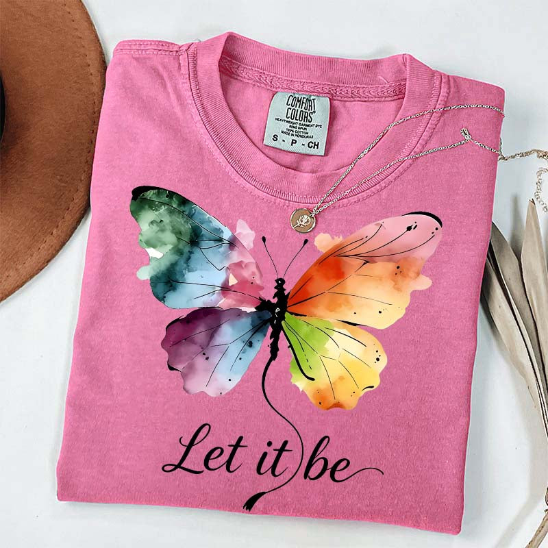 Let It Be Rainbow Butterfly Women T-Shirt