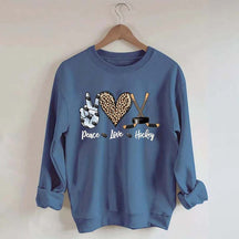Sports Peace Love Hockey Sweatshirt