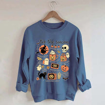 Vintage Women's Pumpkin Witch Graphic Sweatshirt