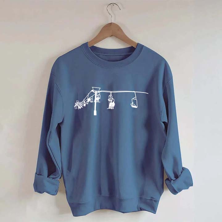 Minimal Mountain Skiing Lift Sweatshirt