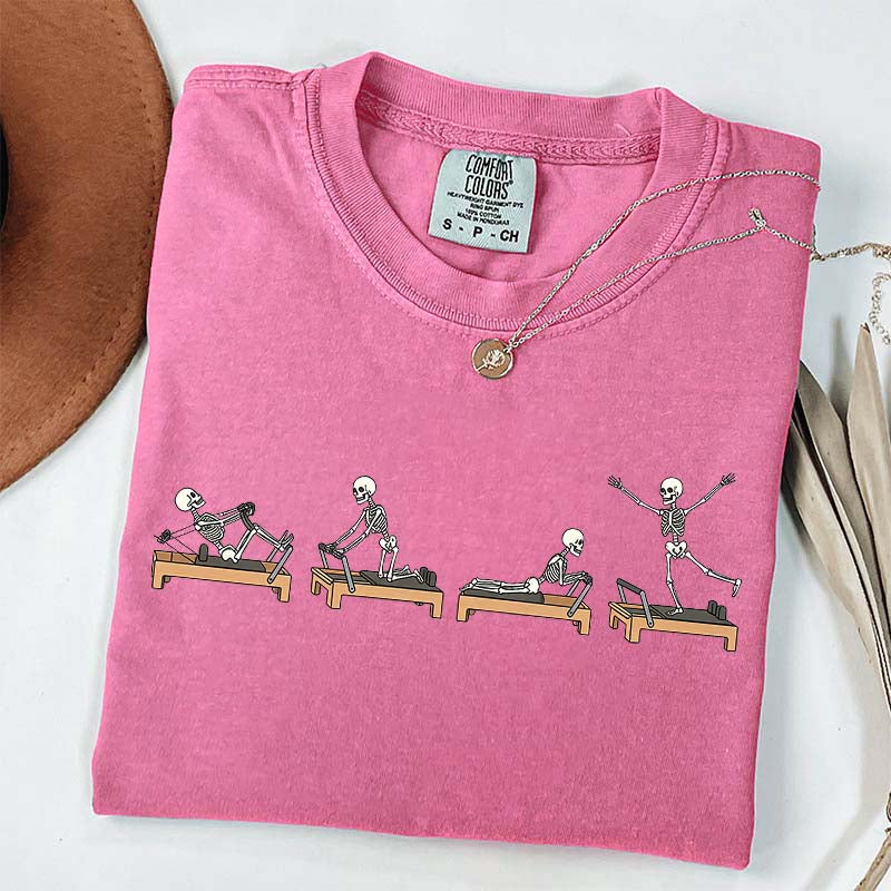 Halloween Pilates Skeleton Reformer Workout T-Shirt
