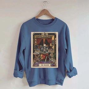 The Reader Tarot Card Skeleton Reading Sweatshirt