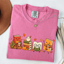 Cozy Book Lover Coffee Pumpkin T-Shirt