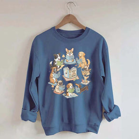 Bookworm Fiction Dog Reading Sweatshirt
