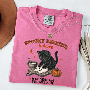 Kitty Biscuits Spooky Season Black Cat Halloween T-Shirt