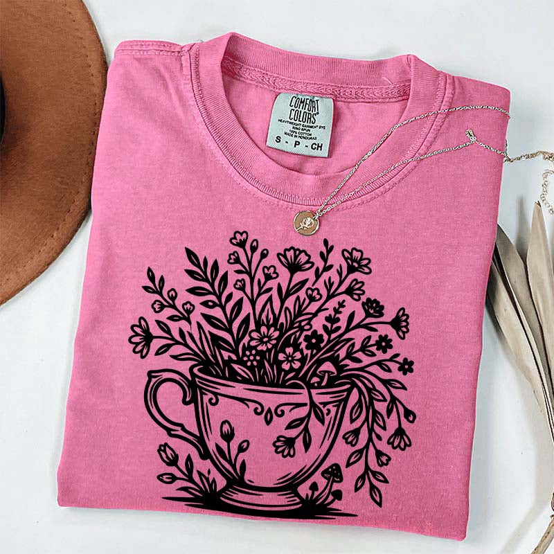 Cottagecore Teacup Floral T-Shirt