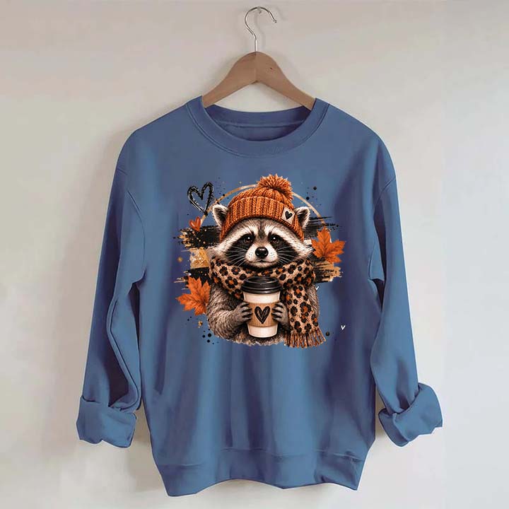 Autumn Coffee Lover Raccoon Sweatshirt