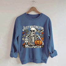 Just Waiting for Halloween Retro Halloween Sweatshirt