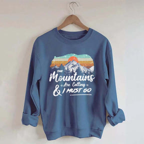 Retro Mountains Are Calling Hiking Camping Sweatshirt