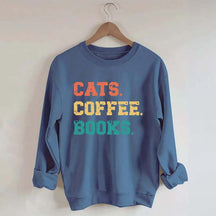 Funny Cats Coffee Books Sweatshirt