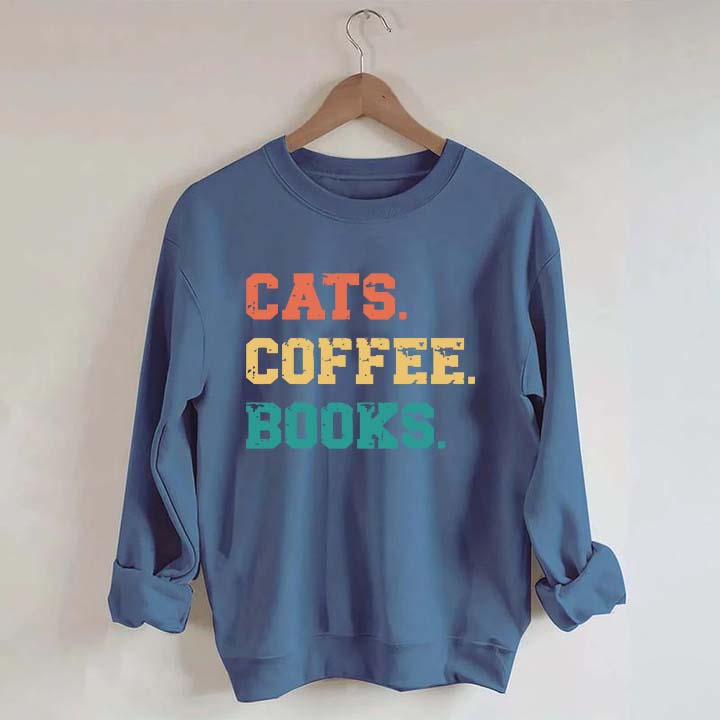 Funny Cats Coffee Books Sweatshirt