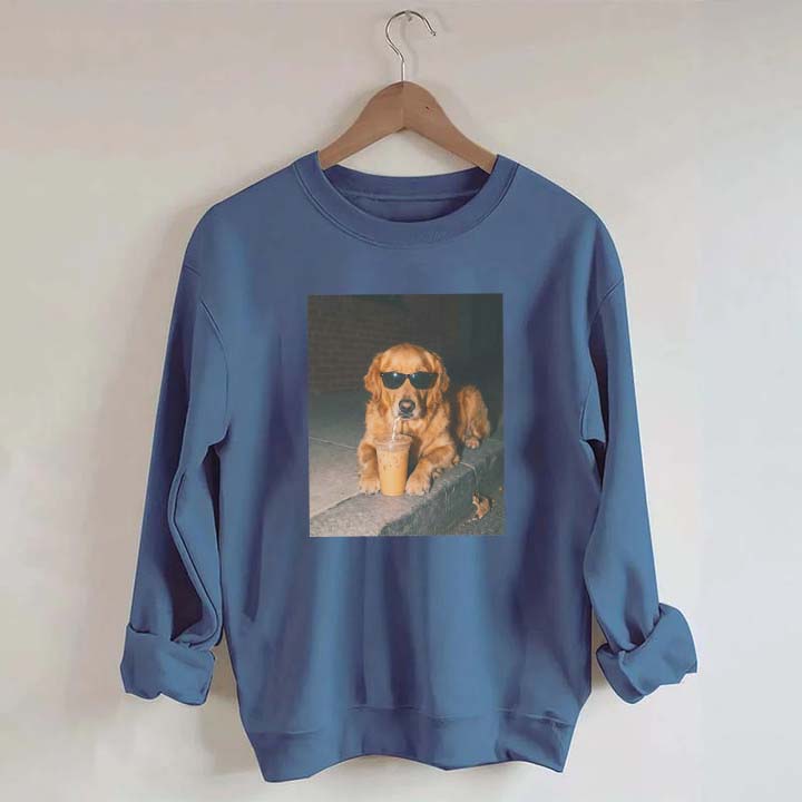 Golden Retriever Drinking Iced Coffee Sweatshirt