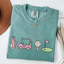 Pink Golf Cart Flag Lover T-Shirt