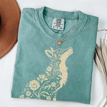 Retro Floral Fox Woodland Animal T-Shirt
