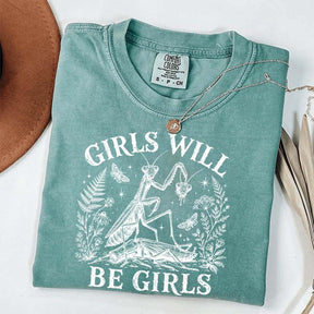 Girls Will Be Girls Praying Mantis Botanical T-Shirt