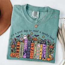 It's a Good Day to Read a Spooky Book Floral T-Shirt