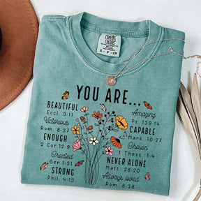 YOU ARE Inspirational Floral Beautiful Capable Strong T-Shirt
