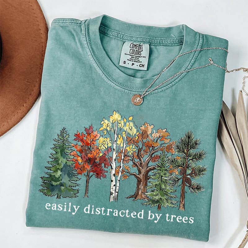 Easily Distracted by Trees Camping Hiking T-Shirt