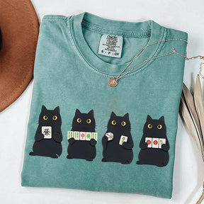 Mahjong Black Cat Game Night T-Shirt