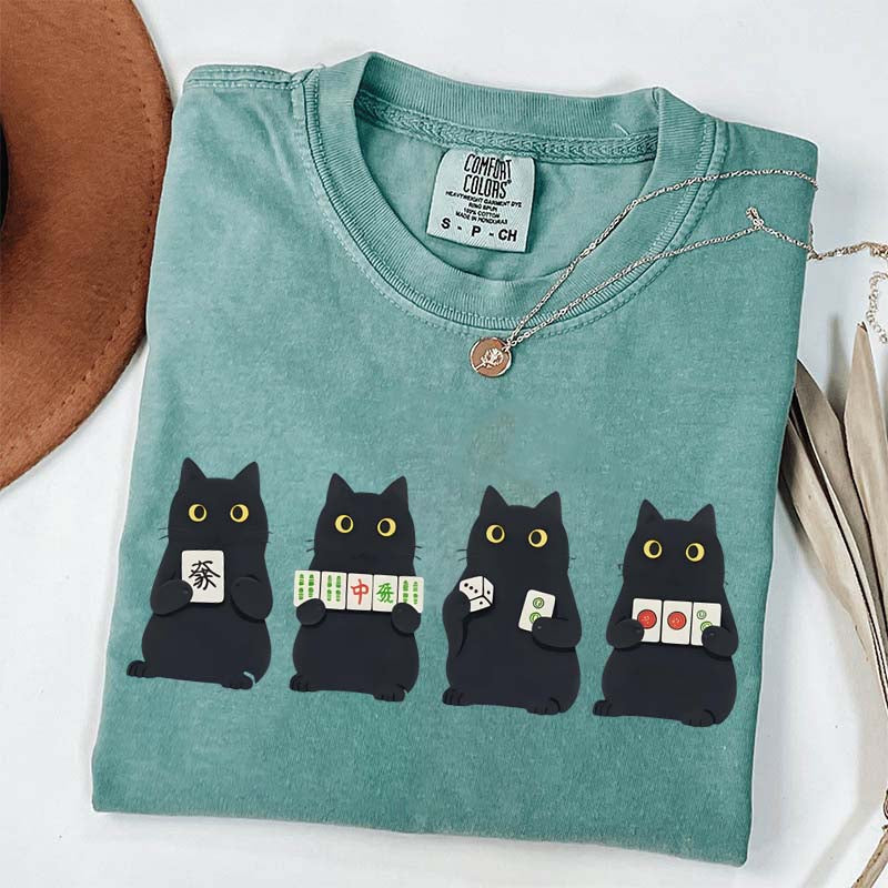 Mahjong Black Cat Game Night T-Shirt