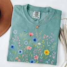 Wildflowers Vintage Blue Style T-Shirt