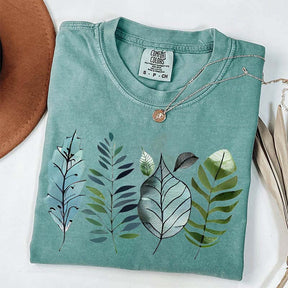 Teal and Green Leaves T-Shirt