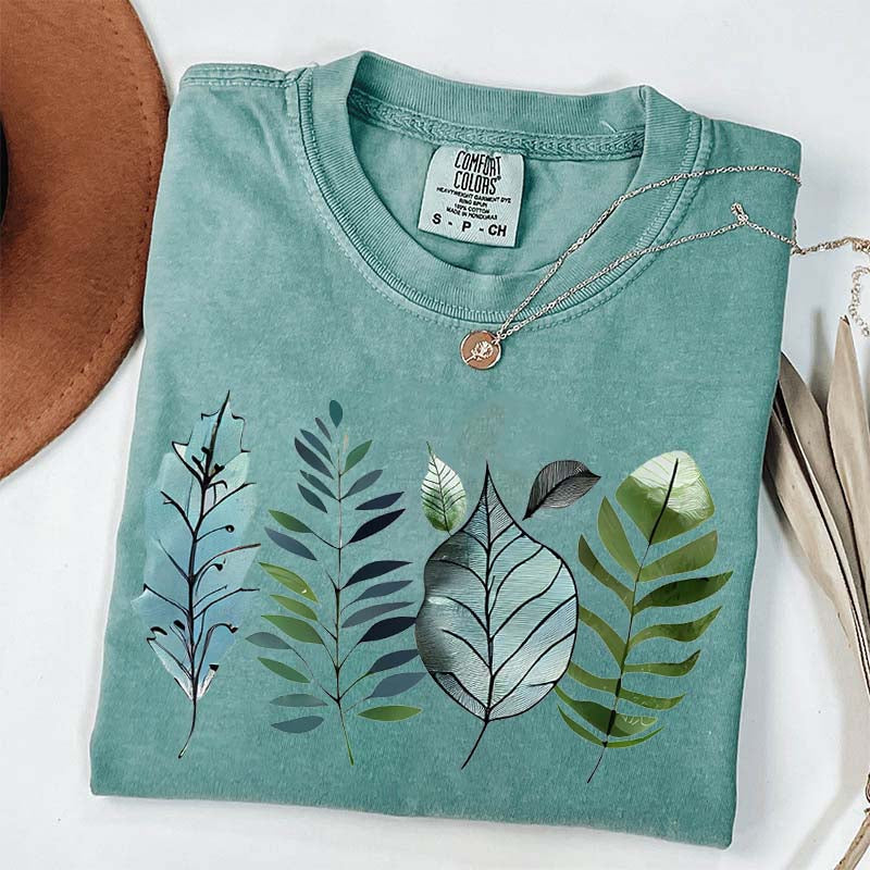 Teal and Green Leaves T-Shirt