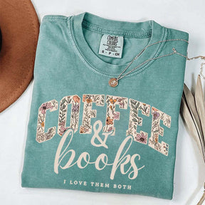 Coffee And Books Floral T-Shirt