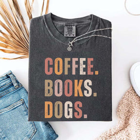 Coffee Books Dogs T-Shirt