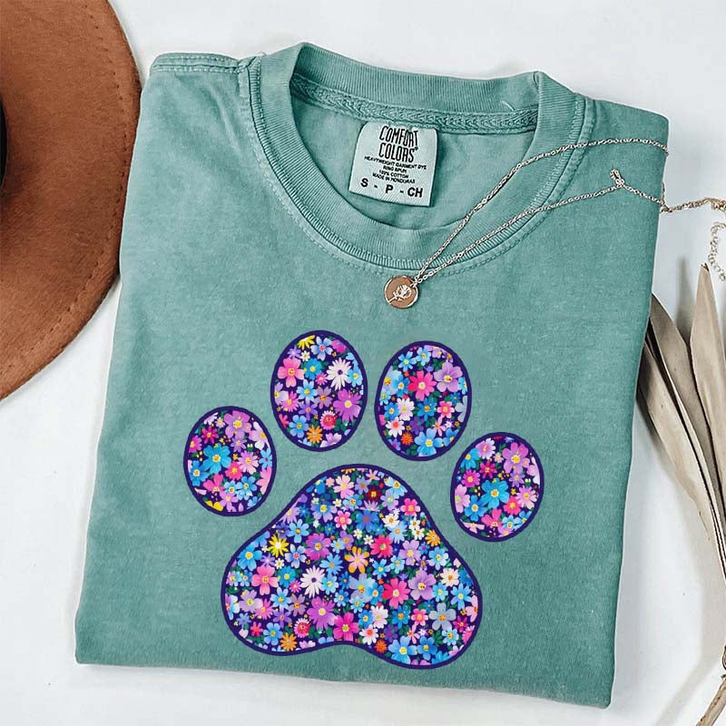 Comfort Colors Floral Paw Print T-Shirt