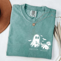 Ghost Dog And Bat Halloween T-Shirt