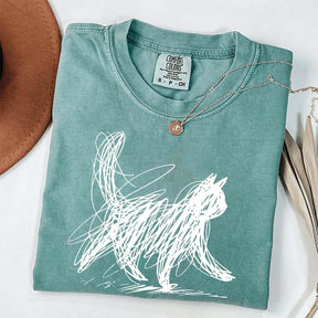 Abstract Cat Line T-Shirt