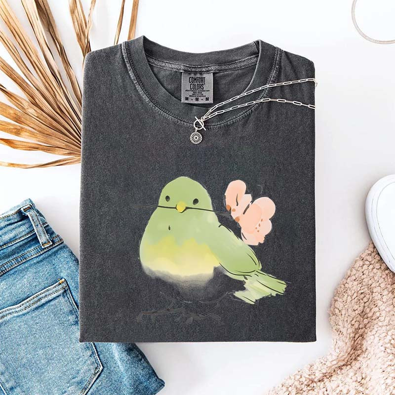 Cute Bird With Flower T-Shirt