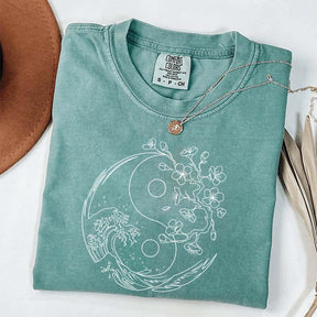 Yin Yang Wave Cherry Blossom T-Shirt